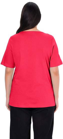 Ulla Popken Double Layer Rounded V-Neck Slim Fit Tee Red - T-paidat - 