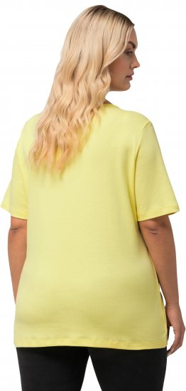 Ulla Popken Double Layer Rounded V-Neck Slim Fit Tee Lemon Yellow - T-paidat - 