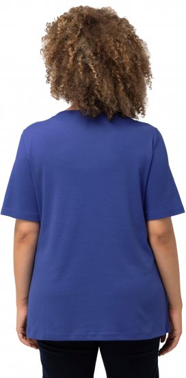 Ulla Popken Double Layer Rounded V-Neck Slim Fit Tee Blue Purple - T-paidat - 