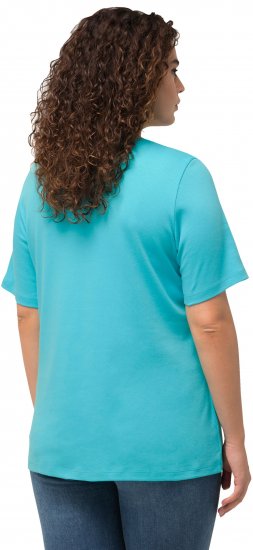 Ulla Popken Double Layer Rounded V-Neck Slim Fit Tee Deep Aqua - T-paidat - 