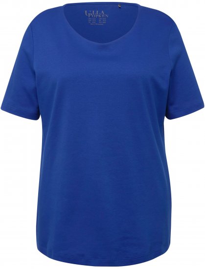Ulla Popken Double Layer Rounded V-Neck Slim Fit Tee Cobalt Blue - T-paidat - 