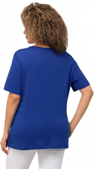 Ulla Popken Double Layer Rounded V-Neck Slim Fit Tee Cobalt Blue - T-paidat - 