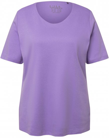 Ulla Popken Double Layer Rounded V-Neck Slim Fit Tee Pale Lilac - T-paidat - 