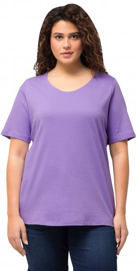Ulla Popken Double Layer Rounded V-Neck Slim Fit Tee Pale Lilac - T-paidat - 