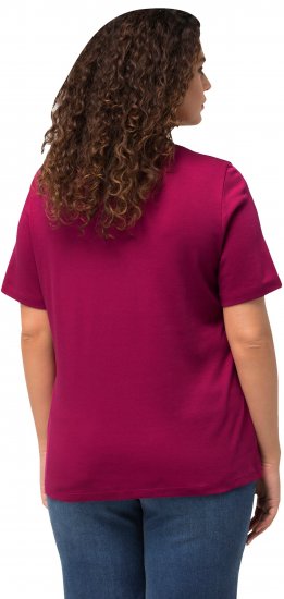 Ulla Popken Double Layer Rounded V-Neck Slim Fit Tee Magnolia Red - T-paidat - 