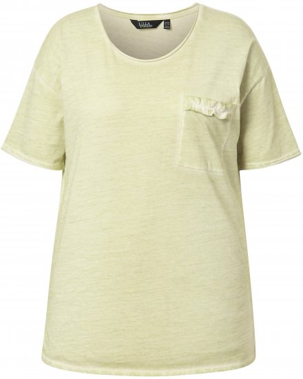 Ulla Popken Cold Dye Ruffle Edge Pocket Tee Pistachio - T-paidat - 