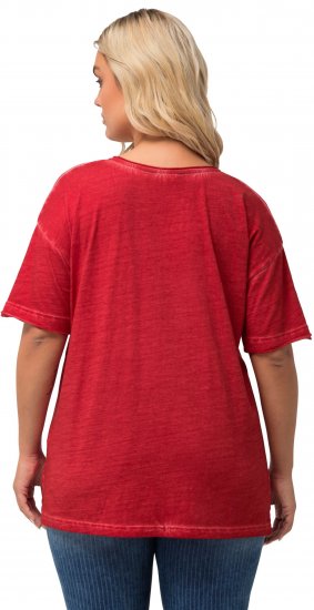 Ulla Popken Cold Dye Ruffle Edge Pocket Tee Salsa - T-paidat - 