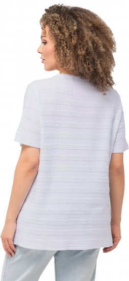 Ulla Popken Textured Striped Short Sleeve Tee Snow White - T-paidat - 