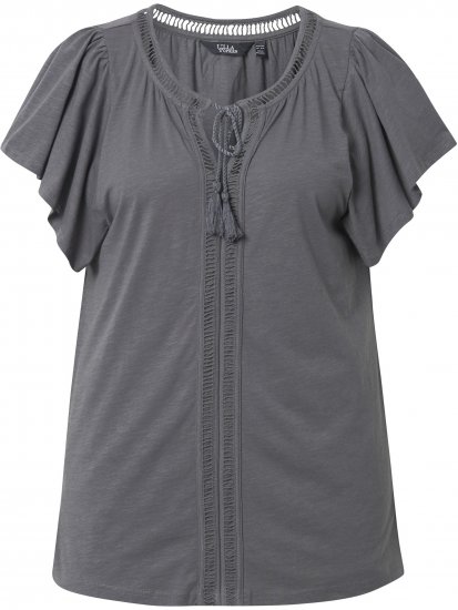 Ulla Popken Wing Sleeve V-Neck Tee Graphite Grey - T-paidat - 
