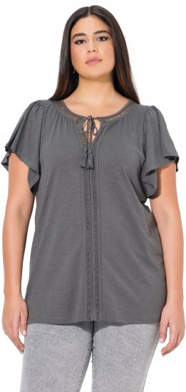Ulla Popken Wing Sleeve V-Neck Tee Graphite Grey - T-paidat - 