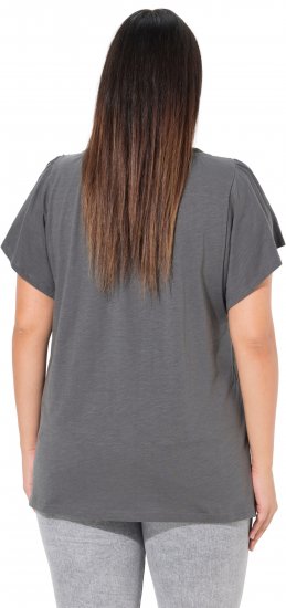 Ulla Popken Wing Sleeve V-Neck Tee Graphite Grey - T-paidat - 