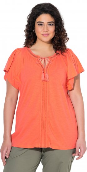 Ulla Popken Wing Sleeve V-Neck Tee Coral Pink - T-paidat - 