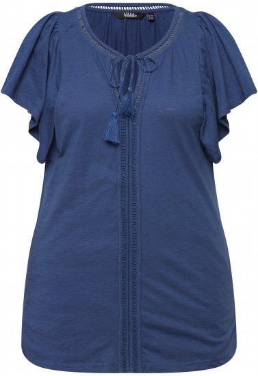 Ulla Popken Wing Sleeve V-Neck Tee Navy - T-paidat - 
