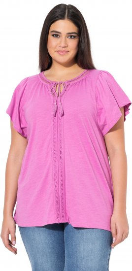 Ulla Popken Wing Sleeve V-Neck Tee Cool Pink - T-paidat - 