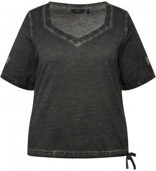 Ulla Popken Cold Dyed Sweetheart Neckline Short Sleeve Tee Graphite Grey - T-paidat - 