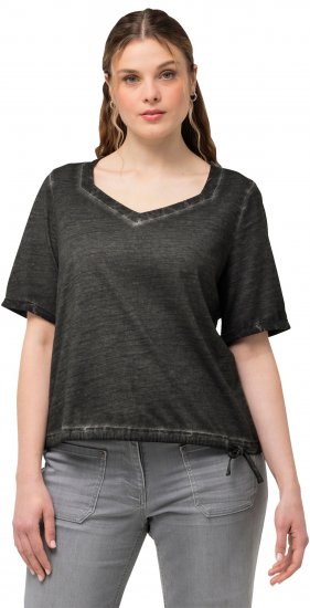 Ulla Popken Cold Dyed Sweetheart Neckline Short Sleeve Tee Graphite Grey - T-paidat - 