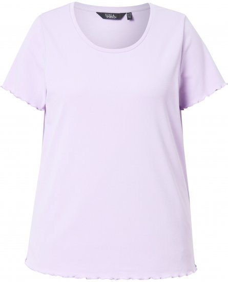 Ulla Popken Ribbed Lettuce Hem Short Sleeve Tee Lavender - T-paidat - 