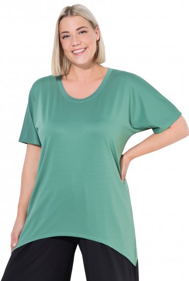 Ulla Popken Quick Drying Pointed Hem Stretch Fit Tee Ivy Green - T-paidat - 