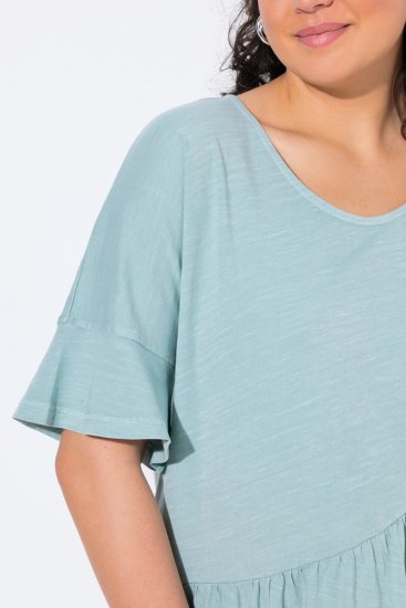 Ulla Popken Asymmetric Flounce Panel Short Sleeve Tee Light Moss Green - T-paidat - Naisten t-paidat