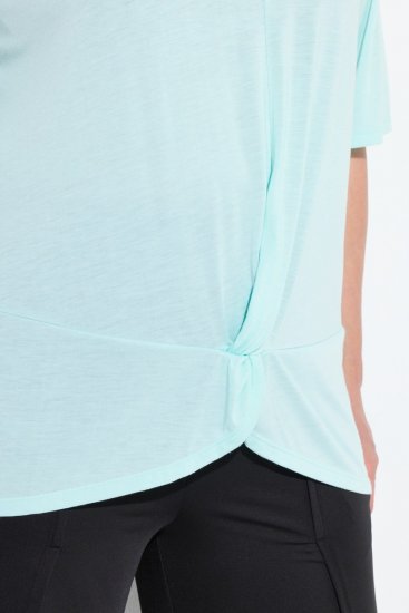 Ulla Popken Antibacterial Short Sleeve Draped Tee Light Turquiose - T-paidat - Naisten t-paidat