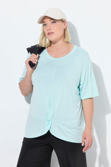 Ulla Popken Antibacterial Short Sleeve Draped Tee Light Turquiose - T-paidat - Naisten t-paidat
