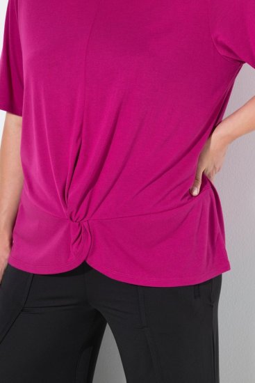 Ulla Popken Antibacterial Short Sleeve Draped Tee Light Magenta - T-paidat - Naisten t-paidat