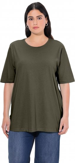 Ulla Popken Basic Round Neck Short Sleeve Relaxed Fit T-Shirt Olive Grey - T-paidat - 