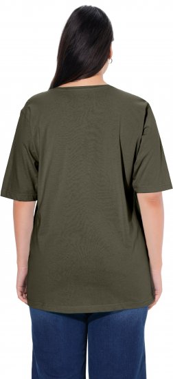 Ulla Popken Basic Round Neck Short Sleeve Relaxed Fit T-Shirt Olive Grey - T-paidat - 