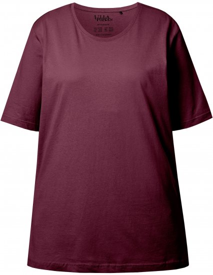 Ulla Popken Basic Round Neck Short Sleeve Relaxed Fit T-Shirt Dark Red - T-paidat - 