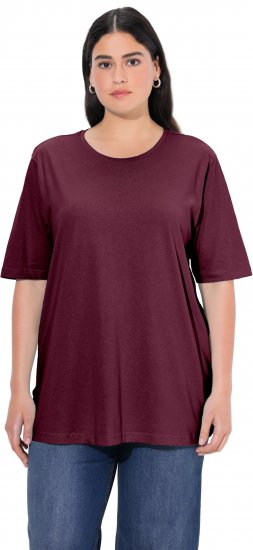 Ulla Popken Basic Round Neck Short Sleeve Relaxed Fit T-Shirt Dark Red - T-paidat - 