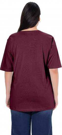 Ulla Popken Basic Round Neck Short Sleeve Relaxed Fit T-Shirt Dark Red - T-paidat - 