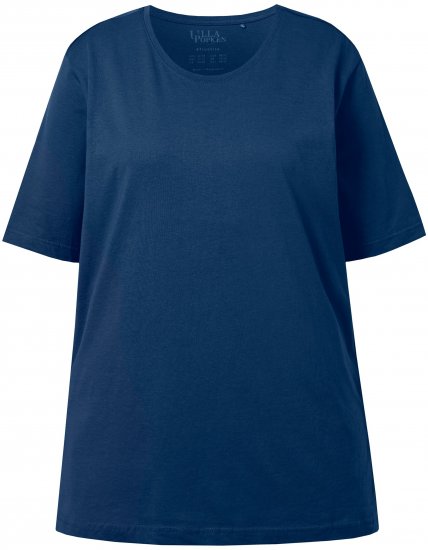 Ulla Popken Basic Round Neck Short Sleeve Relaxed Fit T-Shirt Dark Blue - T-paidat - 