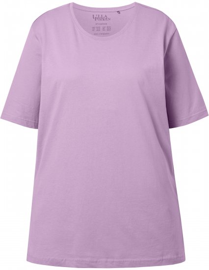 Ulla Popken Basic Round Neck Short Sleeve Relaxed Fit T-Shirt Lavender Pink - T-paidat - 