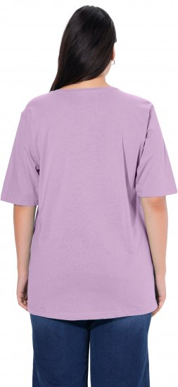 Ulla Popken Basic Round Neck Short Sleeve Relaxed Fit T-Shirt Lavender Pink - T-paidat - 