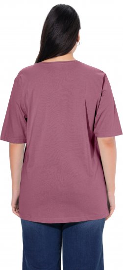 Ulla Popken Basic Round Neck Short Sleeve Relaxed Fit T-Shirt Dark Rose Red - T-paidat - 