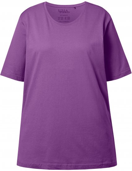 Ulla Popken Basic Round Neck Short Sleeve Relaxed Fit T-Shirt Purple - T-paidat - 