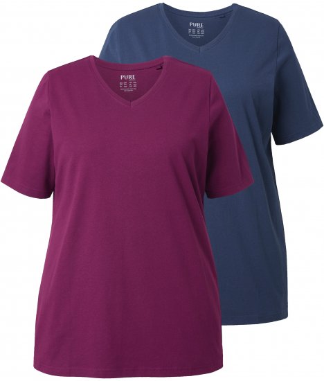Ulla Popken Eco Cotton Basic T-Shirt 2-Pack Black/Red - T-paidat - 