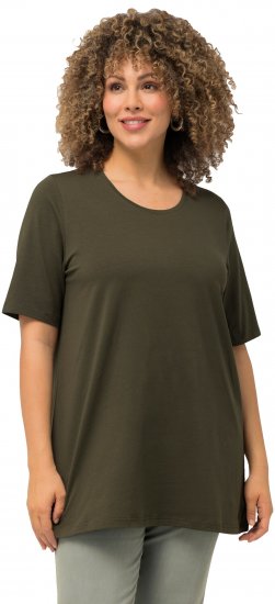 Ulla Popken Essential Round Neck Stretch Tee Forest Green - T-paidat - 