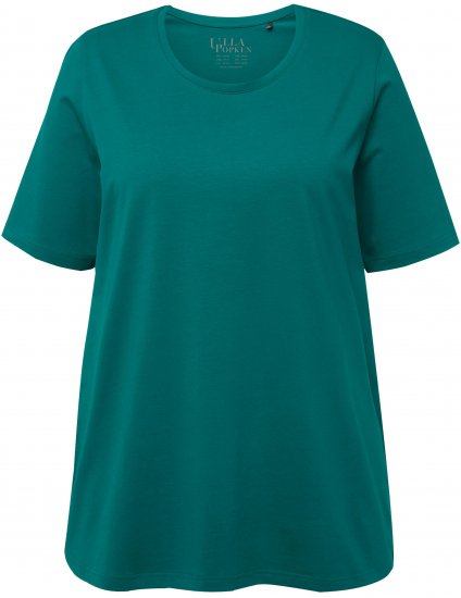 Ulla Popken Essential Round Neck Stretch Tee Dark Emerald - T-paidat - 