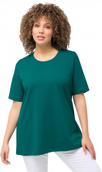 Ulla Popken Essential Round Neck Stretch Tee Dark Emerald - T-paidat - 