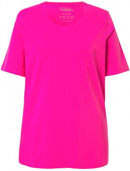 Ulla Popken Essential Round Neck Stretch Tee Magenta Pink - T-paidat - 