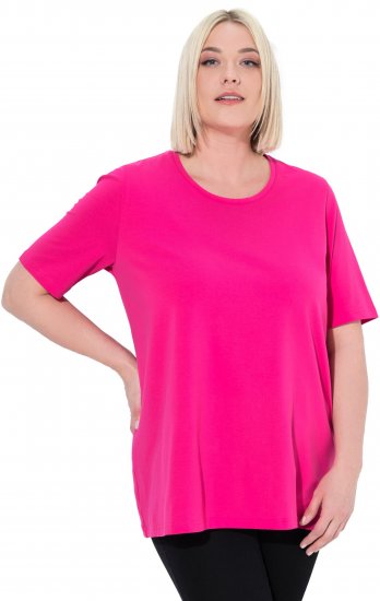 Ulla Popken Essential Round Neck Stretch Tee Magenta Pink - T-paidat - 