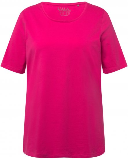 Ulla Popken Essential Round Neck Stretch Tee Fuchsia Pink - T-paidat - 