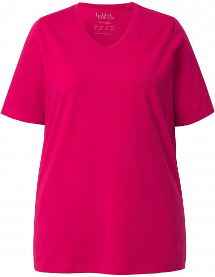 Ulla Popken Essential V-Neck Stretch Tee Dark Raspberry - T-paidat - 