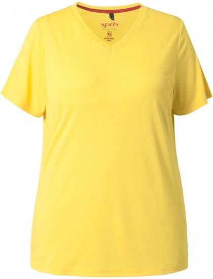 Ulla Popken Functional Antibacterial Finish V-Neck Short Sleeve Knit Top Sun Yellow - T-paidat - 