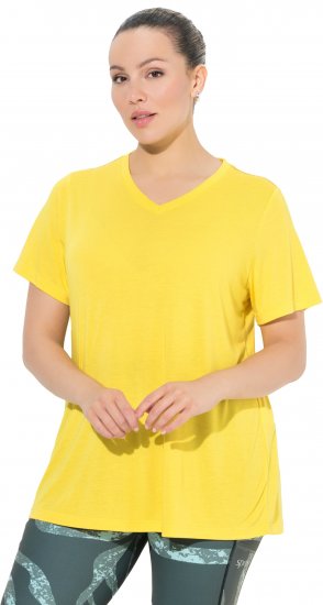 Ulla Popken Functional Antibacterial Finish V-Neck Short Sleeve Knit Top Sun Yellow - T-paidat - 