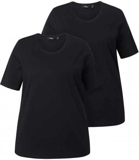 Ulla Popken Scoop Neck Short Sleeve Tee Black - T-paidat - 