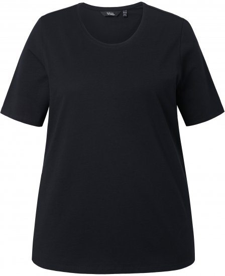 Ulla Popken Scoop Neck Short Sleeve Tee Black - T-paidat - 