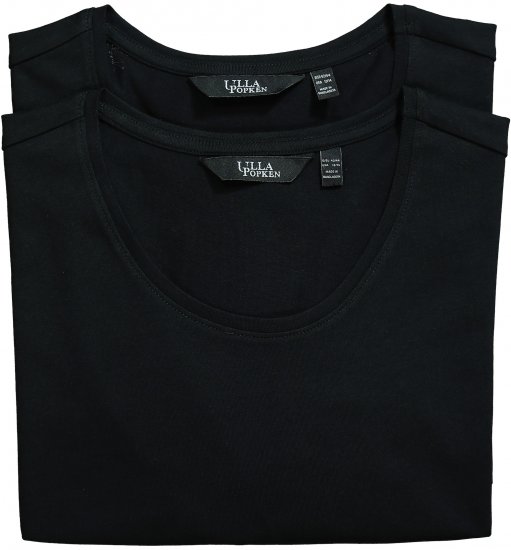 Ulla Popken Scoop Neck Short Sleeve Tee Black - T-paidat - 