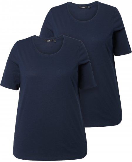 Ulla Popken Scoop Neck Short Sleeve Tee Navy - T-paidat - 